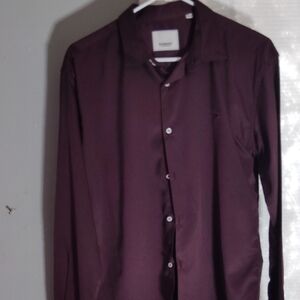 Burberry Men's Burgudy Casual Button Down Shirt